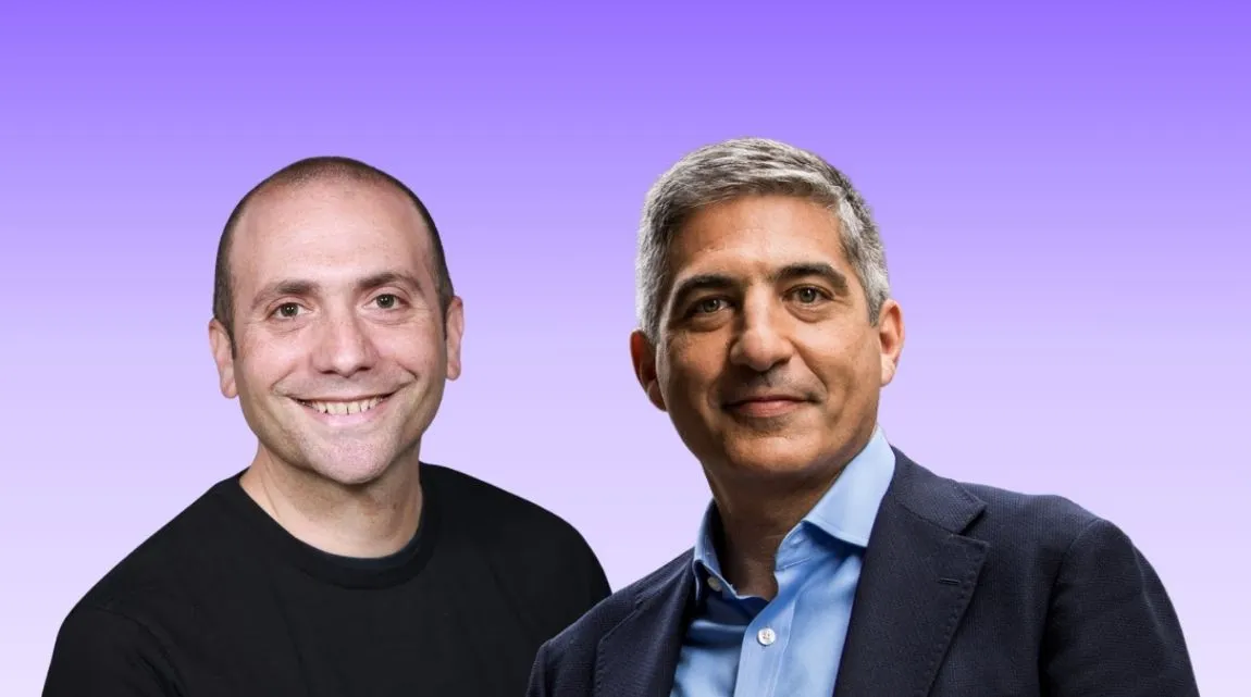 An image of Daniel Webber, CEO at FXC Intelligence (left) and John Caplan, CEO at Payoneer (right)