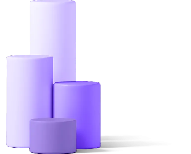 3D icon of different shaped cylinders