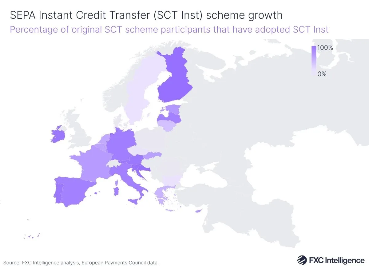 A map graphic showing the percentage of original SCT scheme participants have adopted SCT Inst