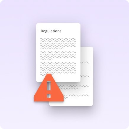 An image showing two stacked documents with a warning sign overlaid