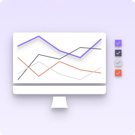 A graphic of line charts on a computer