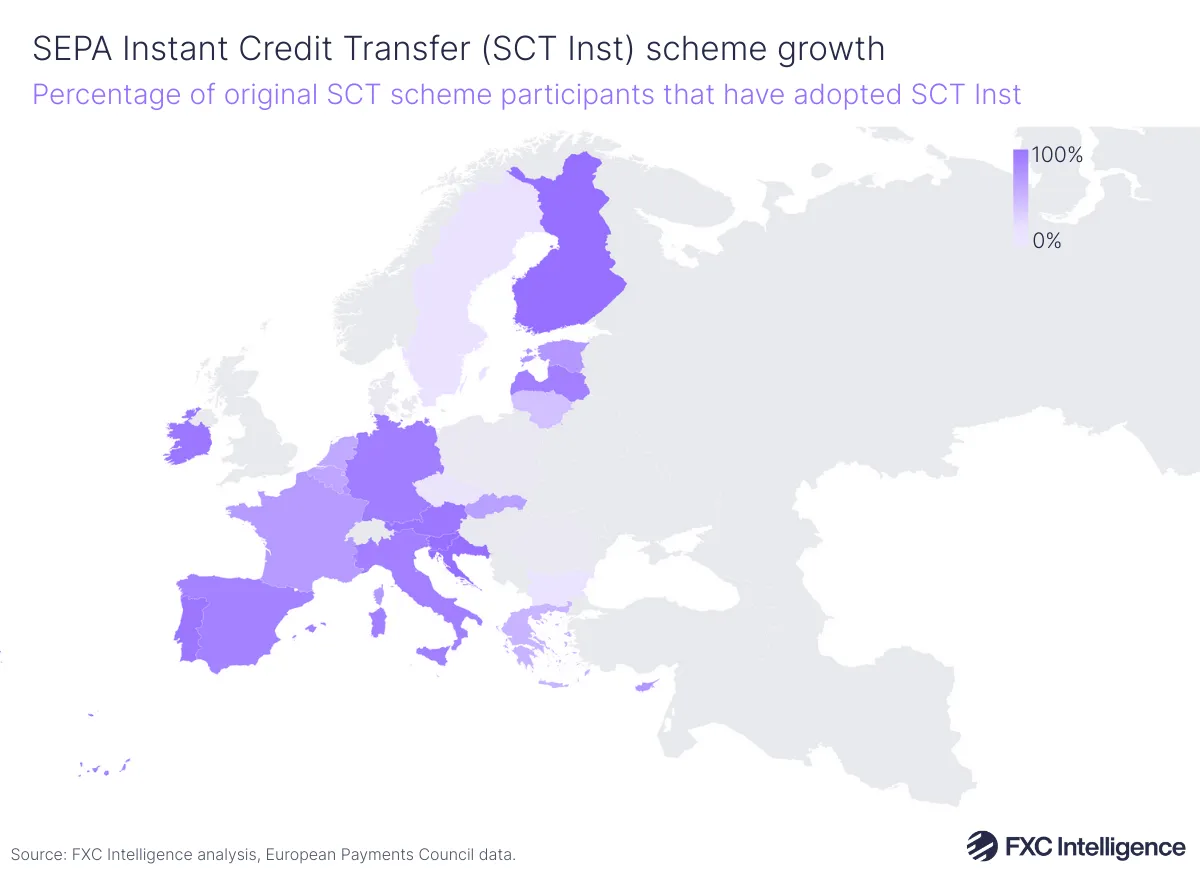 A map graphic showing the percentage of original SCT scheme participants have adopted SCT Inst