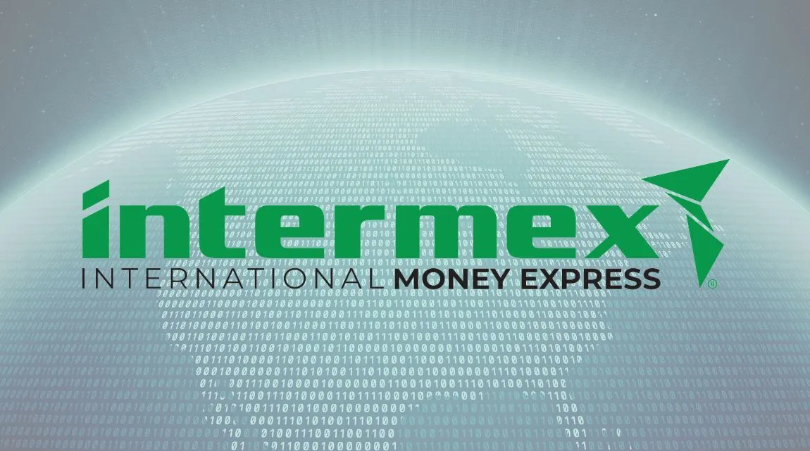 A graphic showing a visualisation of the globe with Intermex's logo overlaid