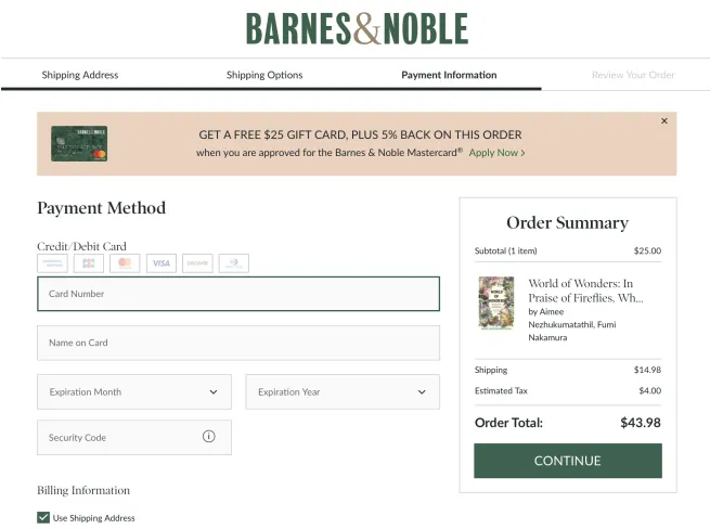 Barnes & Noble payment