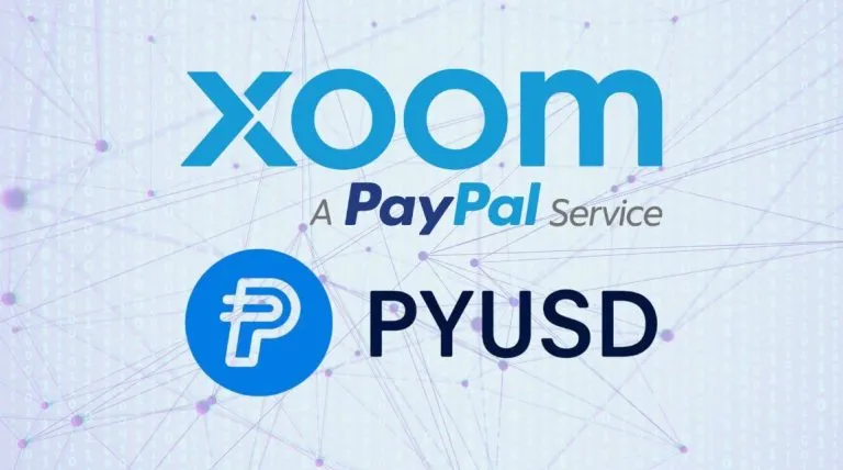 Graphic showing Xoom and PYUSD logos