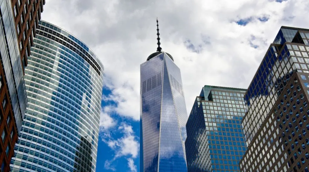 A photo of various banking skyscrapers