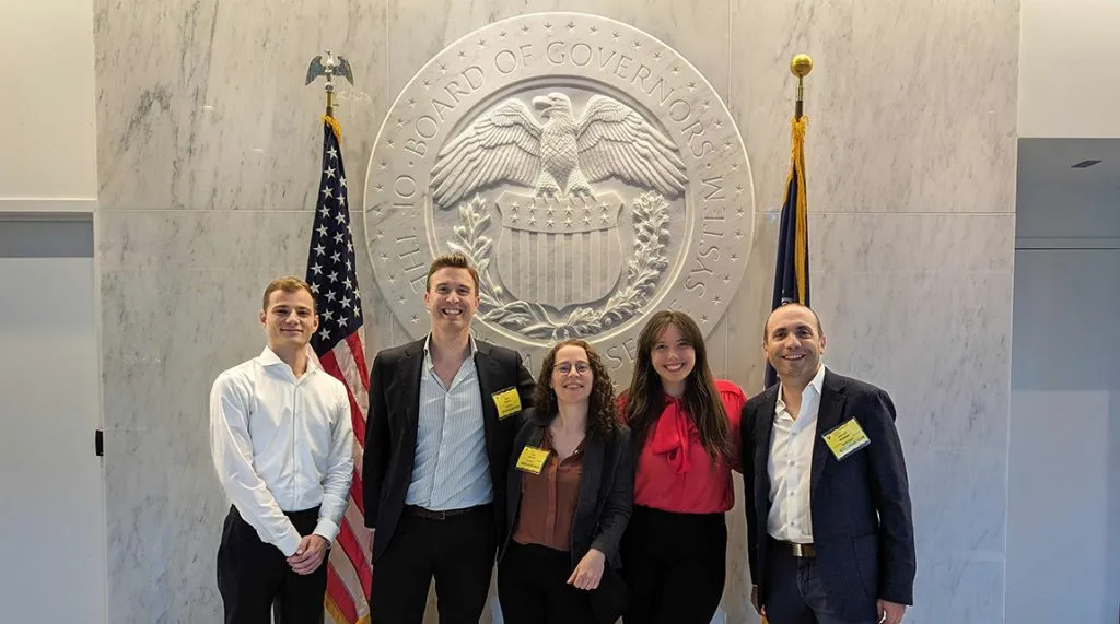 FXC Intelligence team members at the Economics of Payments XII Conference
(L to R) Alex Raffai, Enterprise Account Manager; Ben Disley, Head of Commercial; Lucy Ingham, Head of Content and Editor-in-Chief; Elena Falcettoni, Senior Economist, Board of Governors of the Federal Reserve System; Daniel Webber, CEO