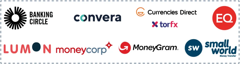 Private-equity backed players in  the Top 100 cross-border payment companies: Banking Circle, Convera, Currencies Direct (TorFX), EQ, Lumon, Moneycorp, MoneyGram, Small World